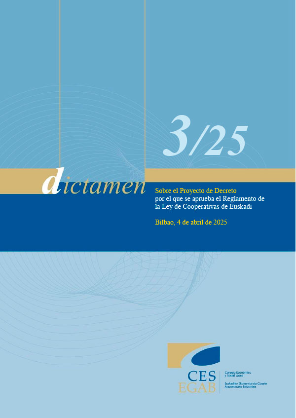 Dictamen 3/25 de 4 de abril, sobre el Proyecto de Decreto por el que se aprueba el Reglamento de la Ley de Cooperativas de Euskadi