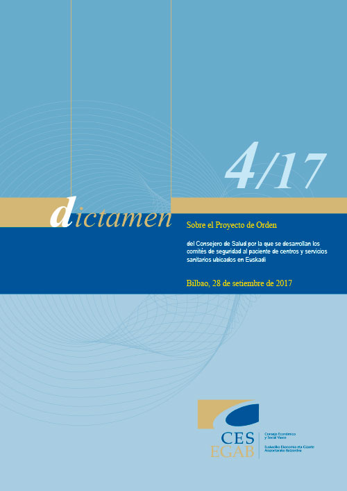 Dictamen 4/17 sobre la Orden del Consejero de Salud por la que se desarrollan los comités de seguridad al paciente de centros y servicios sanitarios ubicados en Euskadi