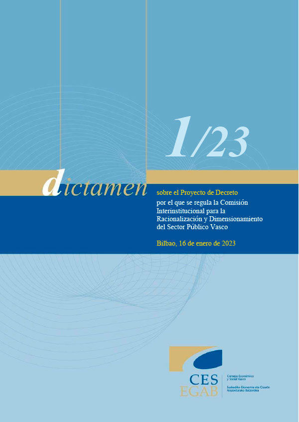 Dictamen 1/23 de 16 de enero, sobre el Proyecto de Decreto por el que se regula la Comisión Interinstitucional para la Racionalización y Dimensionamiento del Sector Público Vasco