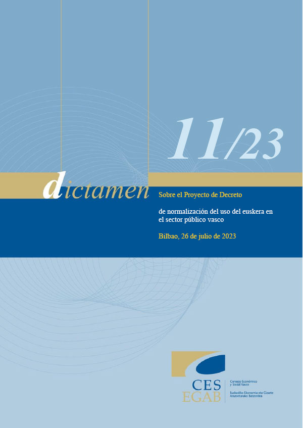 Dictamen 11/23 de 26 de julio sobre el Proyecto de Decreto de normalización del uso del euskera en el sector público vasco