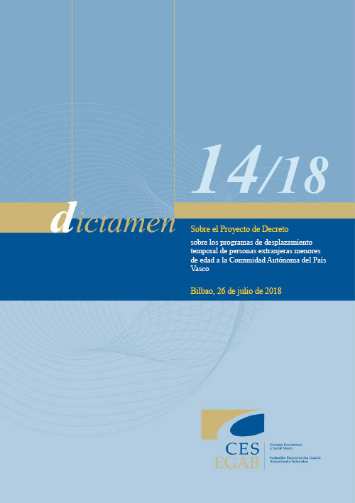 Dictamen 14/18 sobre el Proyecto de Decreto sobre los programas de desplazamiento temporal de personas extranjeras menores de edad a la Comunidad Autónoma del País Vasco