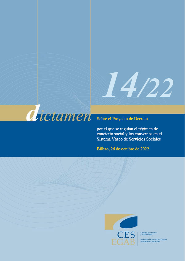Dictamen 14/22 de 26 de octubre, sobre el Proyecto de Decreto por el que se regulan el régimen de concierto social y los convenios en el Servicio Vasco de Servicios Sociales