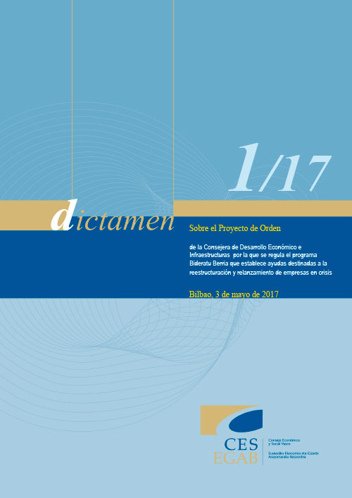 Dictamen 1/17 sobre el Proyecto de Orden por la que se regula el programa Bideratu Berria que establece ayudas destinadas a la reestructuracIón y relanzamiento de las empresas en crisis