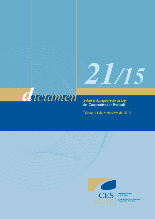 Dictamen 21/15 sobre el Anteproyecto de Ley de Cooperativas de Euskadi