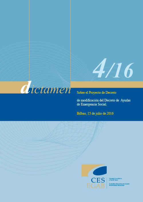 Dictamen 4/16 sobre el Proyecto de Decreto de modificación del Decreto de Ayudas de Emergencia Social
