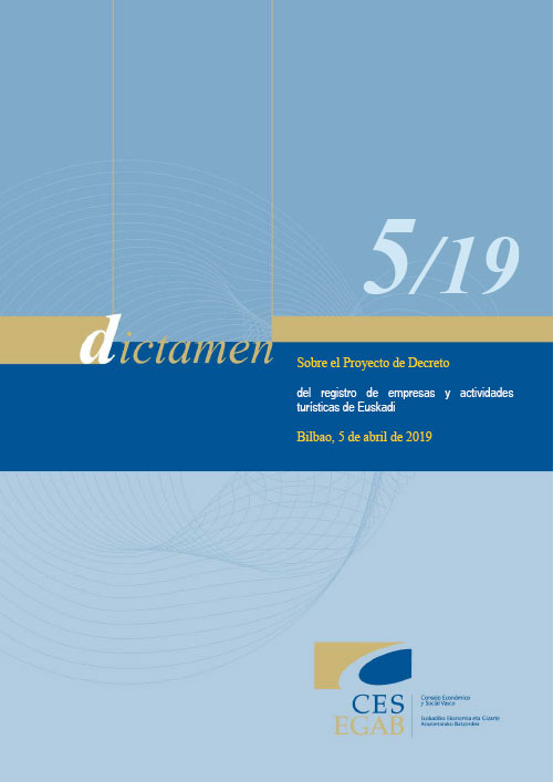 Dictamen 5/19 sobre el Proyecto de Decreto del registro de empresas y actividades turísticas de Euskadi