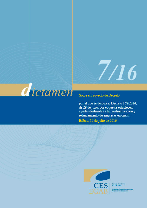 Dictamen 7/16 sobre el P.Decreto por el que se deroga el Decreto 158/2014, de 29 de julio, por el que se establecen ayudas destinadas a la reestructuración y relanzamiento de empresas en crisis