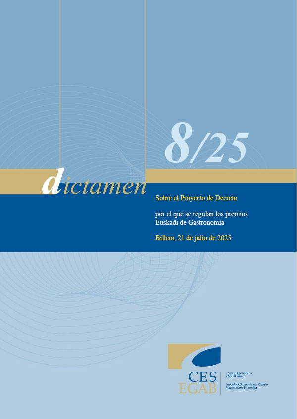 Dictamen 8/25 de 21 de julio sobre el Proyecto de decreto por el que se regulan los premios Euskadi de Gastronomía