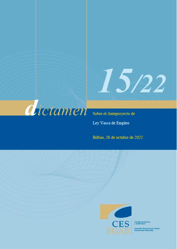 Dictamen 15/22, de 26 de octubre, sobre el Anteproyecto de Ley Vasca de Empleo