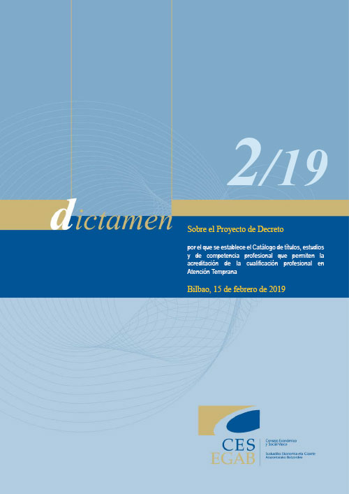 Dictamen 2/19 sobre el P.D. por el que se establece el Catálogo de títulos, estudios y de competencia profesional que permiten la acreditación de la cualificación profesional en Atención Temprana