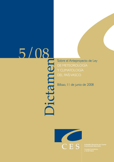 Dictamen 5/2008 sobre el Anteproyecto de Ley de Meteorología y Climatología del País Vasco