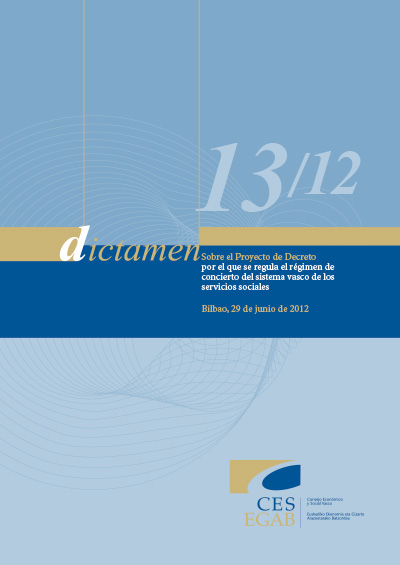 Dictamen 13/12 sobre el Proyecto de Decreto por el que se regula el régimen de concierto del sistema vasco de servicios sociales