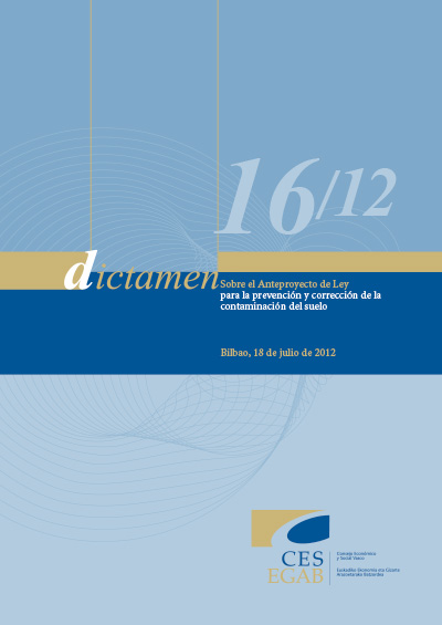 Dictamen 16/12 sobre el Anteproyecto de Ley para la prevención y corrección de la contaminación del suelo