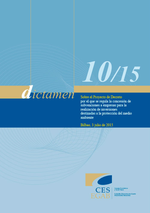 Dictamen 10/15 sobre el Proyecto de Decreto por el que se regula la concesión de subvenciones a empresas para la realización de inversiones destinadas a la protección del medio ambiente