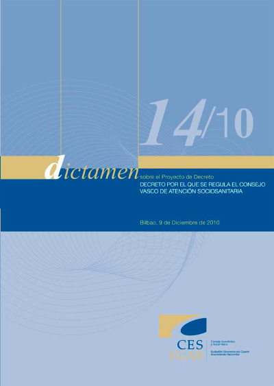 Dictamen 14/10 sobre el Proyecto de Decreto por el que se regula el Consejo Vasco de Atención Sociosanitaria