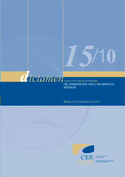 Dictamen 15/10 sobre el Proyecto de Decreto del Observatorio Vasco de Servicios Sociales