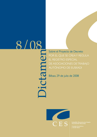 Dictamen 8/08 sobre el Proyecto de Decreto por el que se crea y regula el Registro Especial de Asociaciones de Trabajo Autónomo de Euskadi