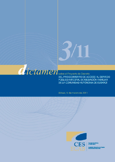 Dictamen 3/11 sobre el Proyecto de Decreto del Procedimiento de Acceso al Servicio Público Integral de Mediación Familiar de la Comunidad Autónoma de Euskadi